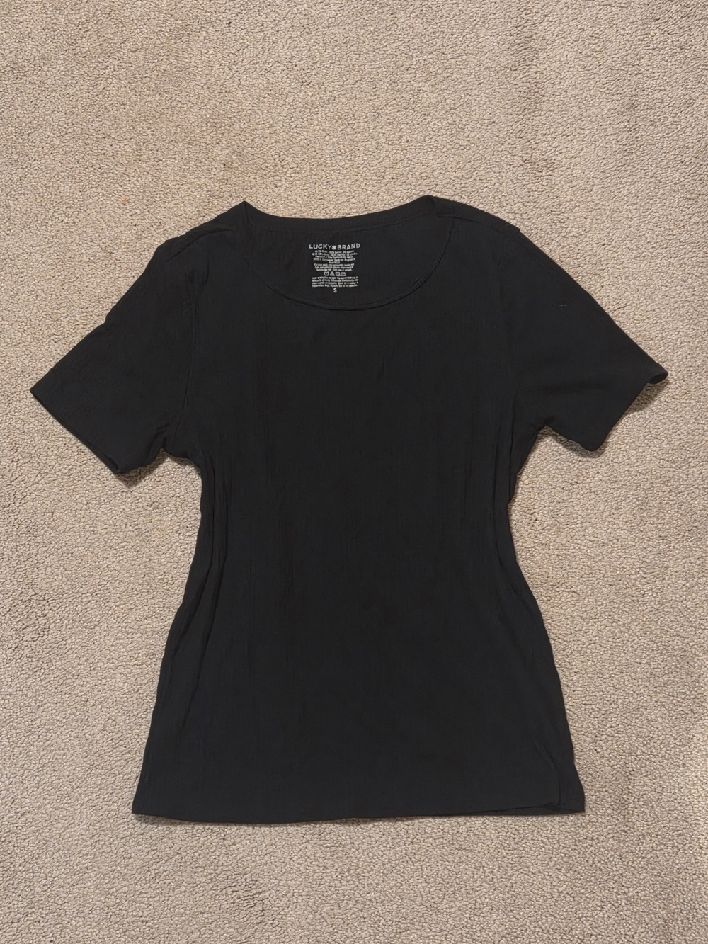 Lucky Brand Black Short Sleeve Ribbed T-Shirt